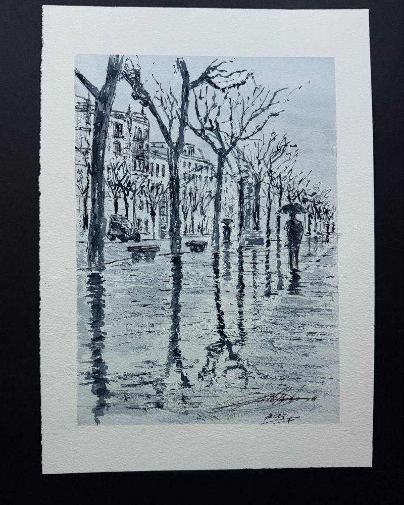 Barcelona's raining days. Paseo de Gracia años 50